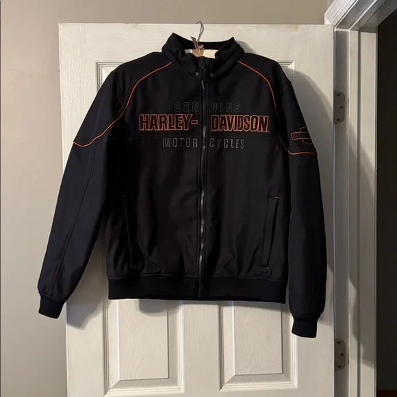 Harley-Davidson Black and Orange Motorcycle Jacket. Worn once - Picture 1 of 6